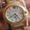 Cartier Ballon Bleu 36 mm white dial with yellow gold bracelet iced ladies watch