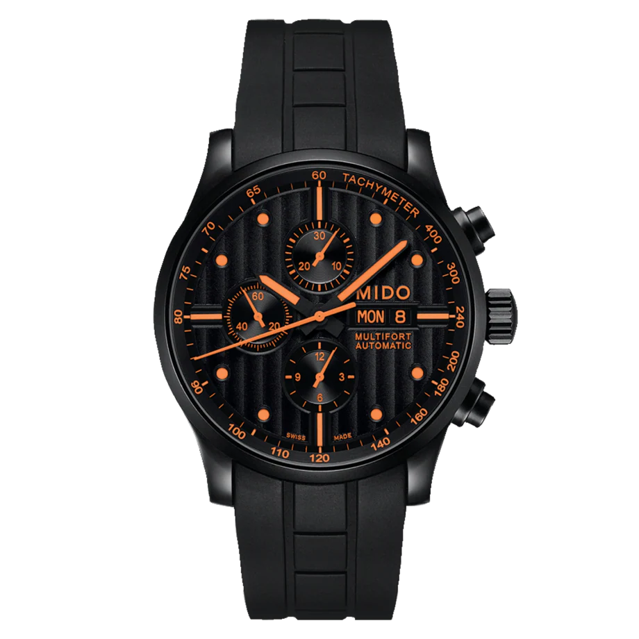 MIDO MULTIFORT CHRONOGRAPH RUBBER STRAPS WATCH.