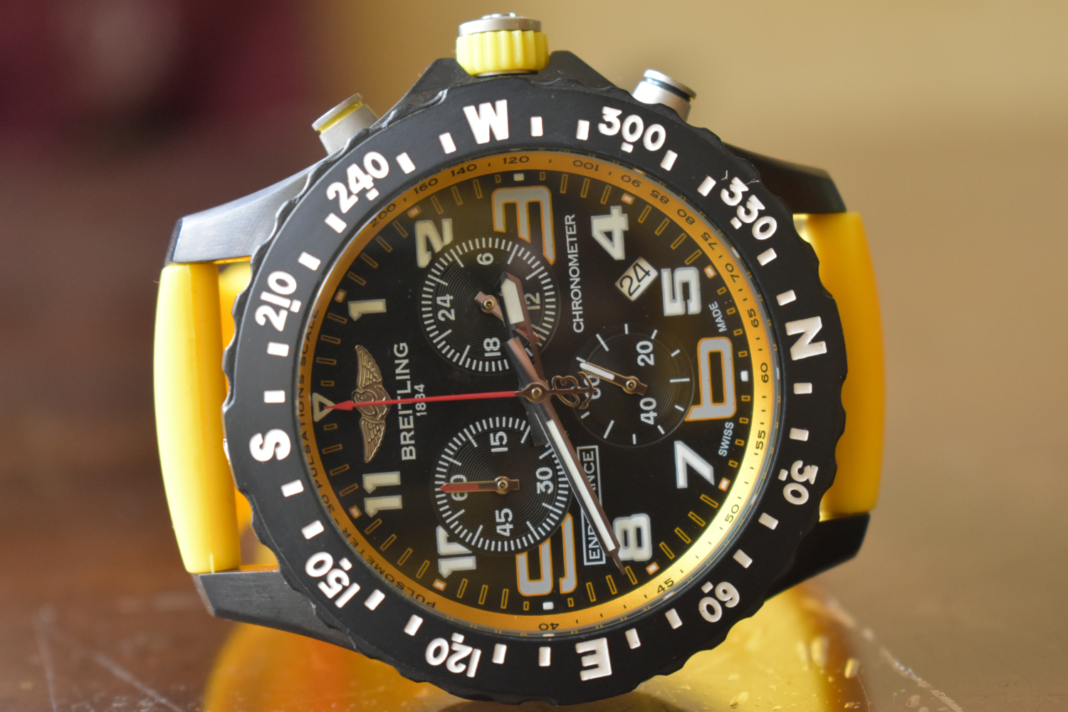 Breitling Endurance Pro Quartz Chronograph Yellow Rubber Straps Men's Watch for sale in Nairobi,Kenya.