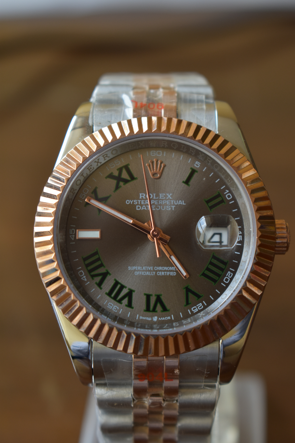 Rolex Date just 41 mm Two-Tone Stainless Steel and Rose Gold - Grey Slate Roman Wimbledon - Fluted Bezel - Jubilee Bracelet (Ref#126331) for sale in Nairobi,Kenya.