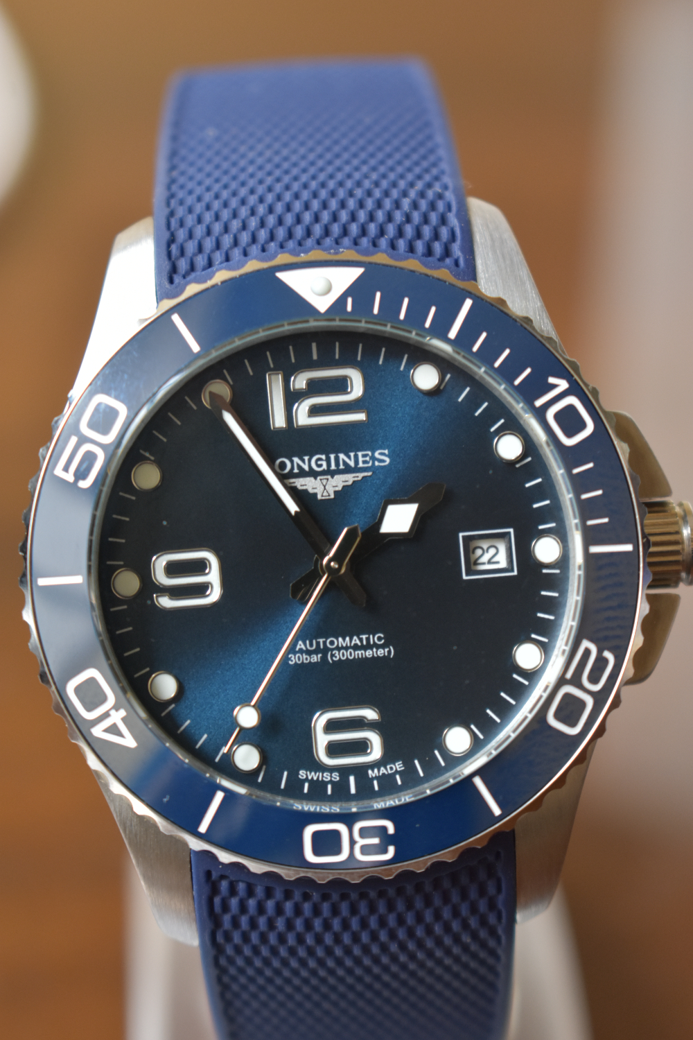 Longines Hydro Conquest Automatic Blue Dial Blue Rubber Straps Men's Watch