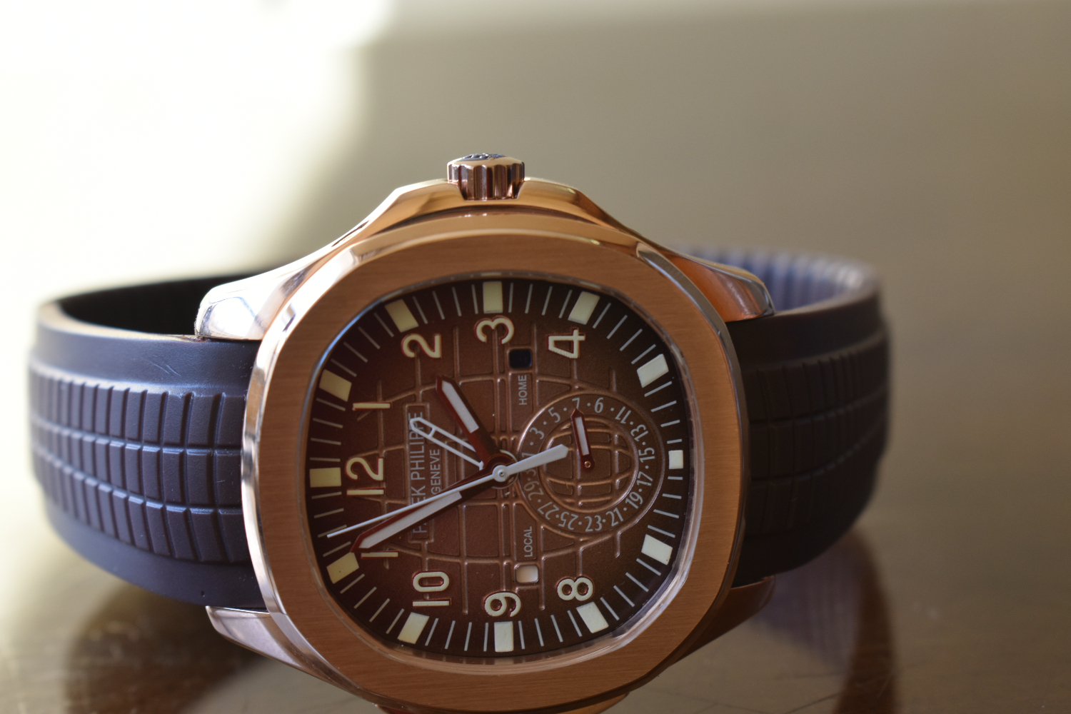 Patek Philippe Aquanaut Travel Time 5164 R-001 Rose Gold Brown Rubber Straps Watch for sale in Nairobi,Kenya.